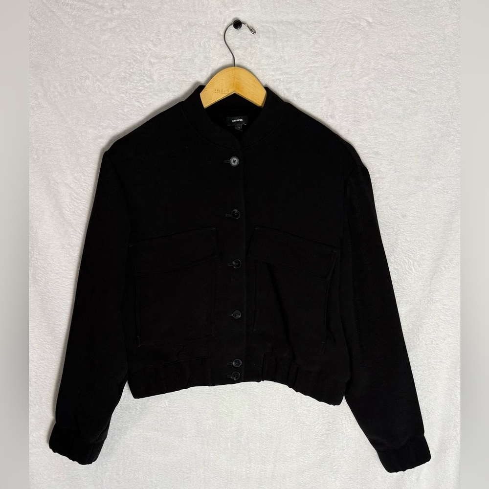 Express Women's Black Jacket with Front Pockets